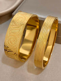 18K Gold Plated Vintage Wide Bangle Bracelet Set