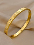 Cute Shell & Starfish Engraved Bangle Bracelet