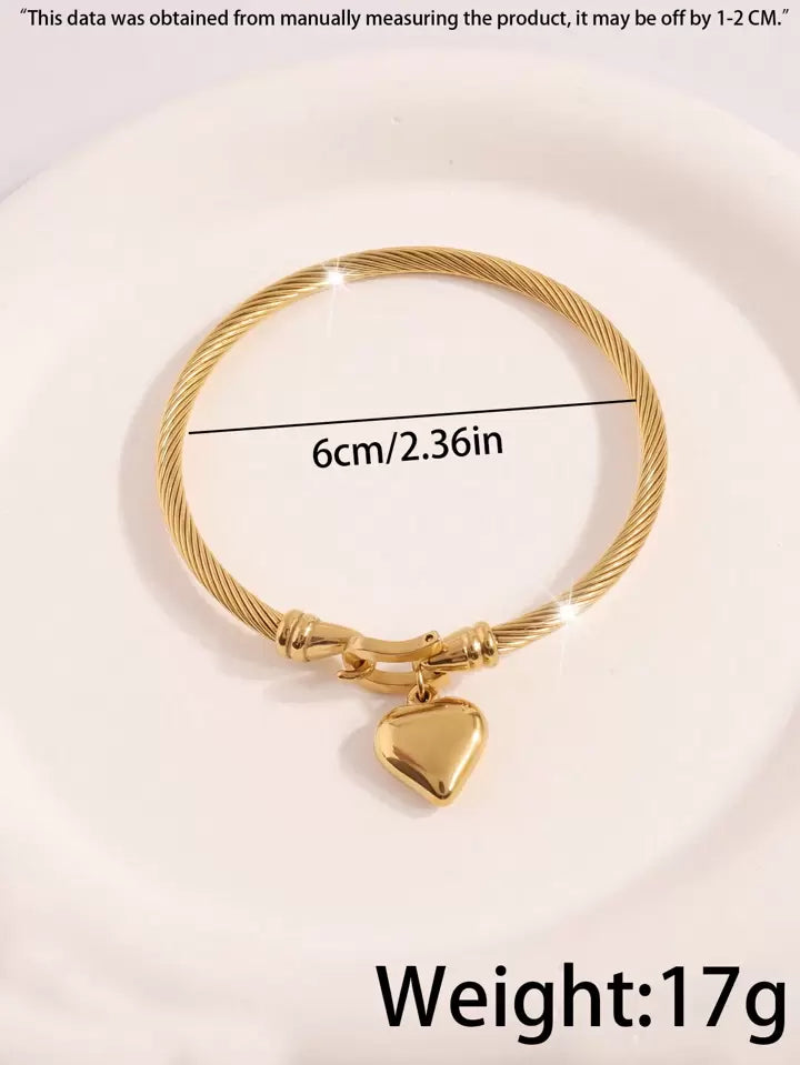 Luxury Minimalist Gold Plated Heart Bracelet