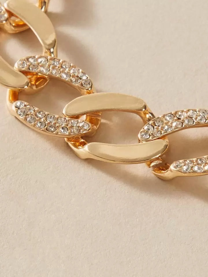Rhinestone Embellished Thick Chain Bracelet