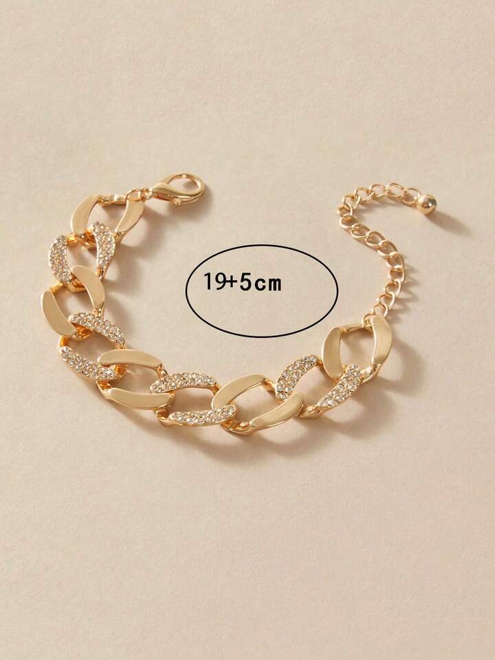 Rhinestone Embellished Thick Chain Bracelet