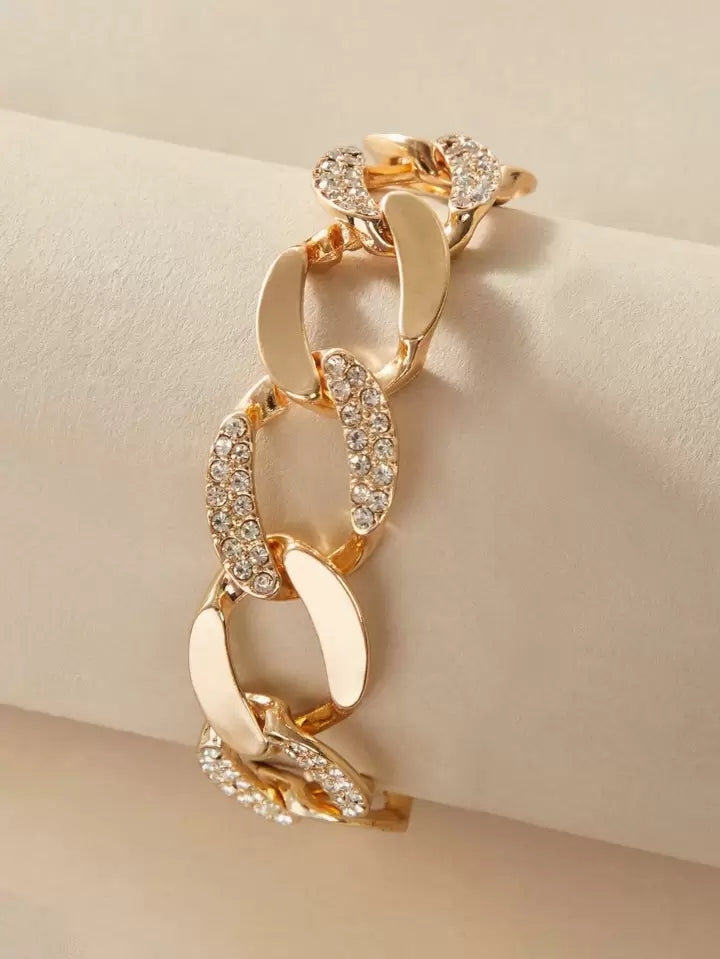 Rhinestone Embellished Thick Chain Bracelet