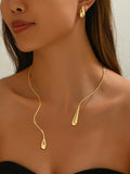 Fashionable Geometric Water Drop Necklace Set