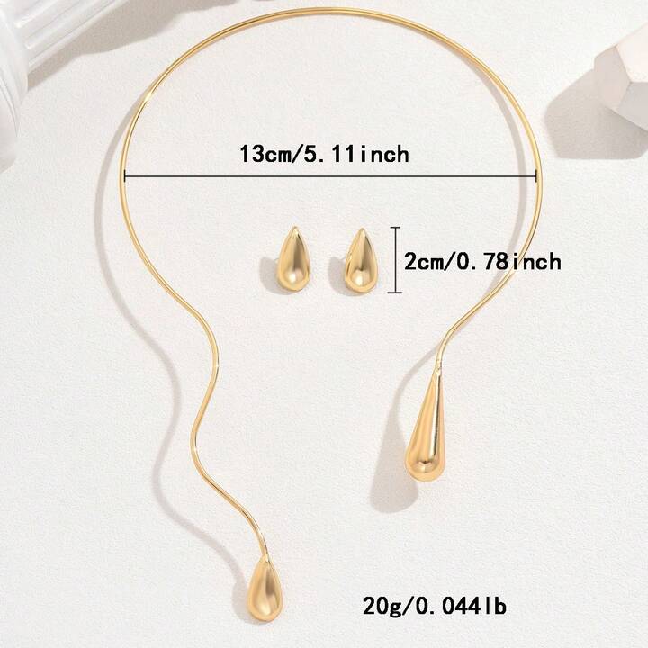 Fashionable Geometric Water Drop Necklace Set