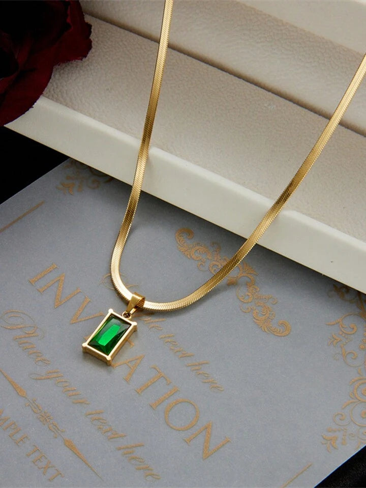 Green Crystal Cubic Zirconia Necklace Set