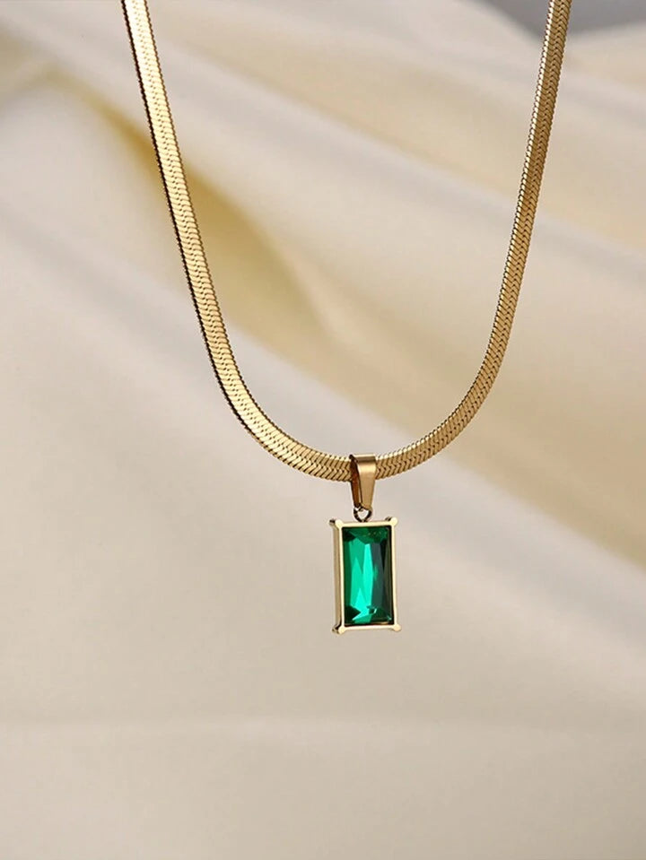 Green Crystal Cubic Zirconia Necklace Set