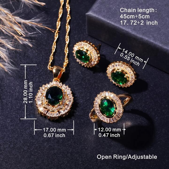 Vintage Emerald Elegance – 5-Piece Jewelry Set