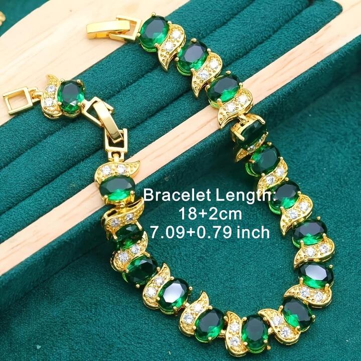 Vintage Emerald Elegance – 5-Piece Jewelry Set