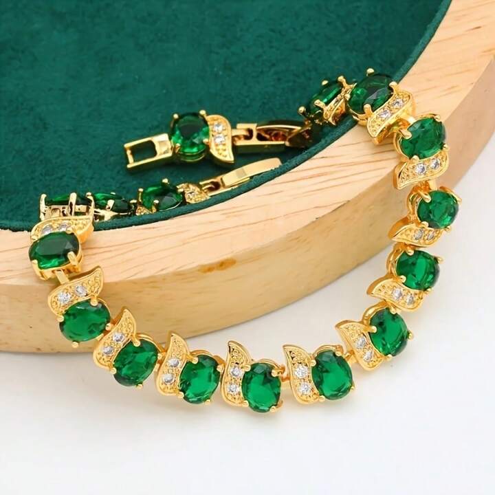 Vintage Emerald Elegance – 5-Piece Jewelry Set