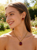 Elegant Red Enamel Jewelry Set