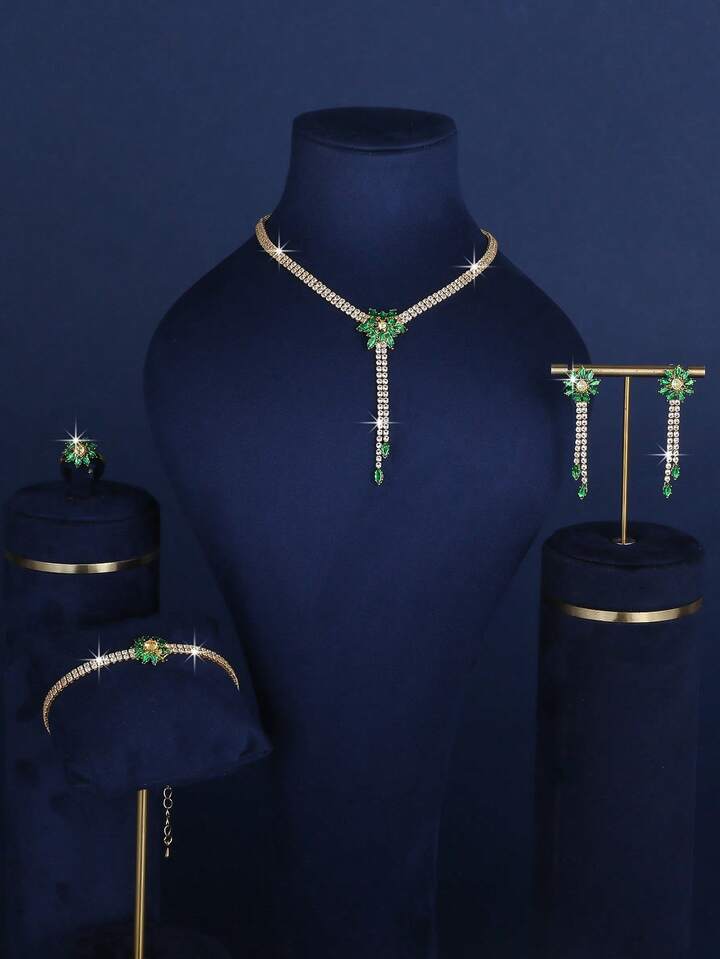Luxury Zirconia Flower Jewelry Set – 5 Pieces