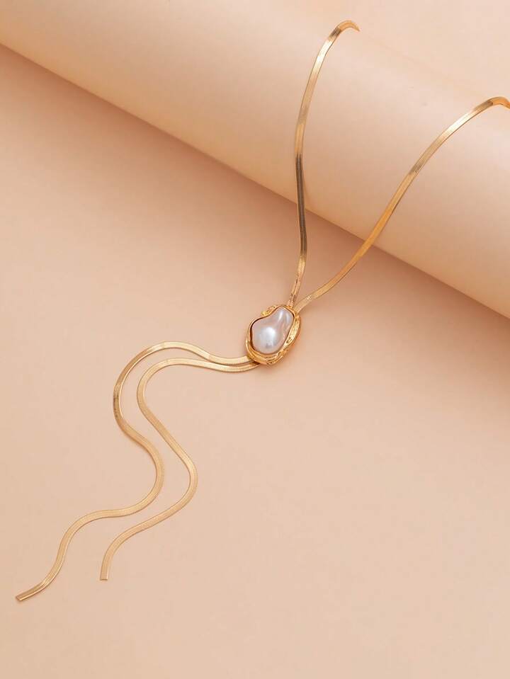 Baroque Pearl Pendant Y-Necklace Jewelry Set
