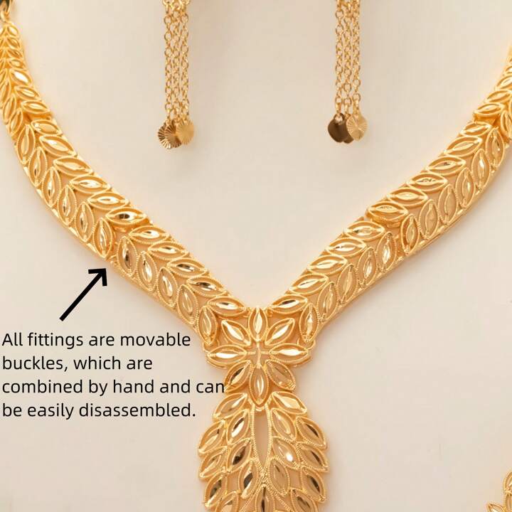 Sunflower Sunburst Collar Necklace & Tassel Jewelry Set – 5 Pieces